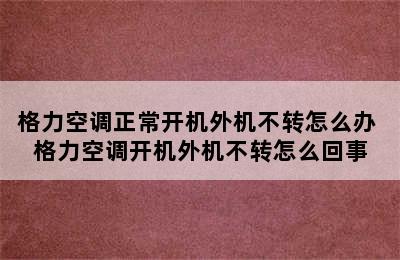 格力空调正常开机外机不转怎么办 格力空调开机外机不转怎么回事